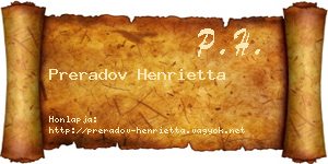 Preradov Henrietta névjegykártya