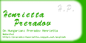 henrietta preradov business card